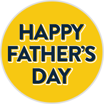 Happy Father's Day in block text against a yellow background for an article explaining the Father's Day Free Thank You Gift Wrap offer