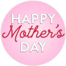 "Happy Mother's Day" on a circle image with Pink Background