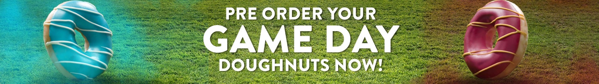 Krispy Kreme Game Day Doughnuts Krispy Kreme Game Day Doughnuts - a blue nsw doughnut facing off a maroon qld doughnut on astro turf